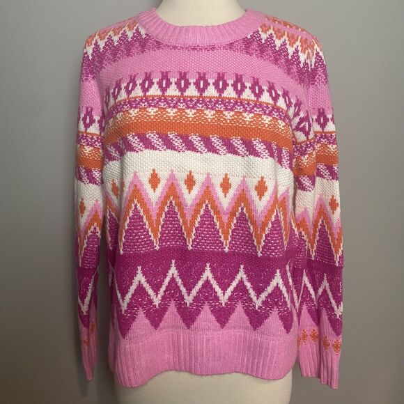 Pink St. John's Bay Fair Isle Sweater - Size M - Picture 1 of 8